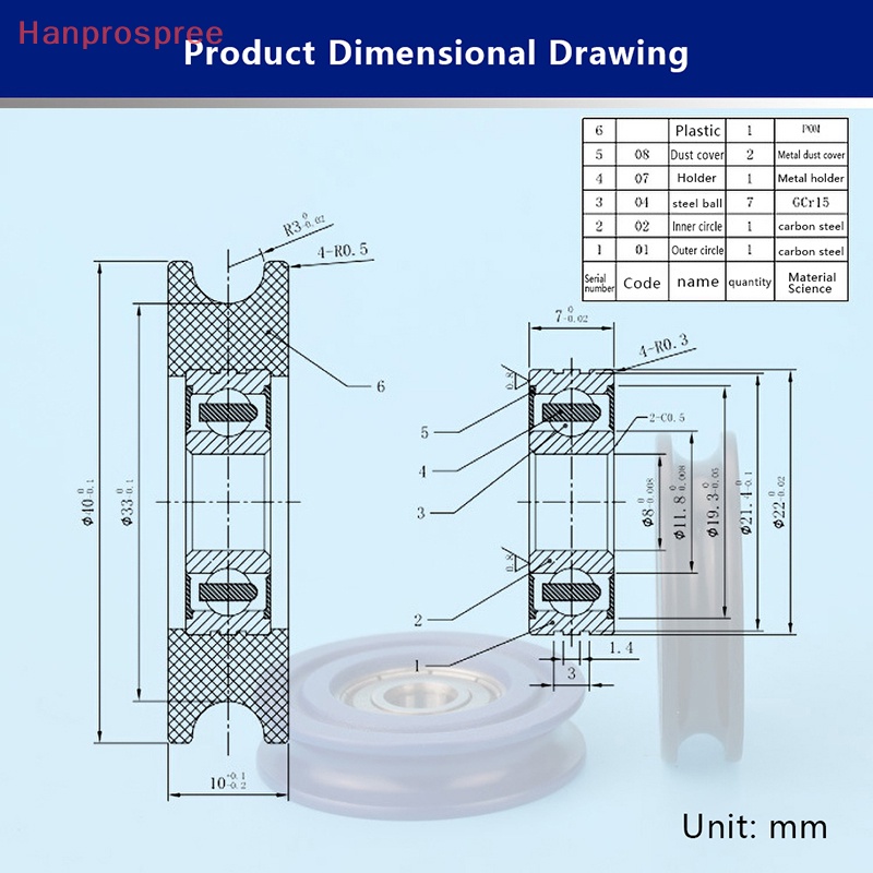 Bánh Xe Ròng Rọc 608ZZ 8x40x10MM Chuyên Dụng Chất Lượng Cao