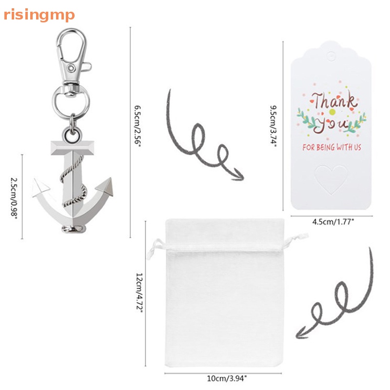 1 Set Móc Khóa Thiết Kế Hình Mỏ Neo Bằng Giấy Kraft Màu Trắng In Chữ Thank You Dùng Làm Quà Tặng Cho Bé / Tiệc Sinh Nhật / Đám Cưới