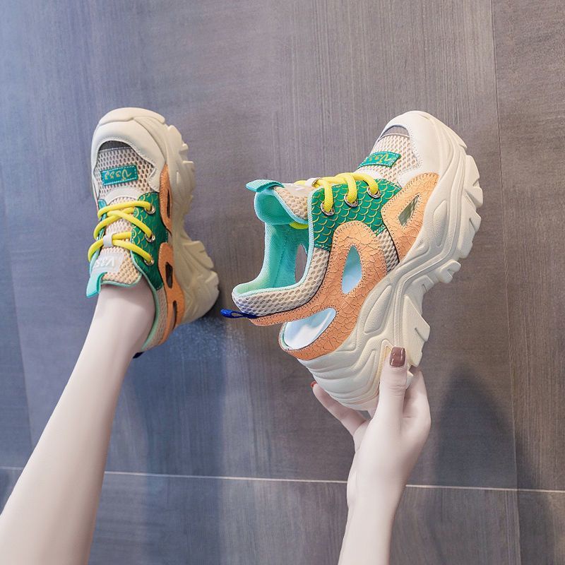 Giày Sandal Đế Dày Phối Lưới Thoáng Khí Thời Trang Mùa Hè 2023