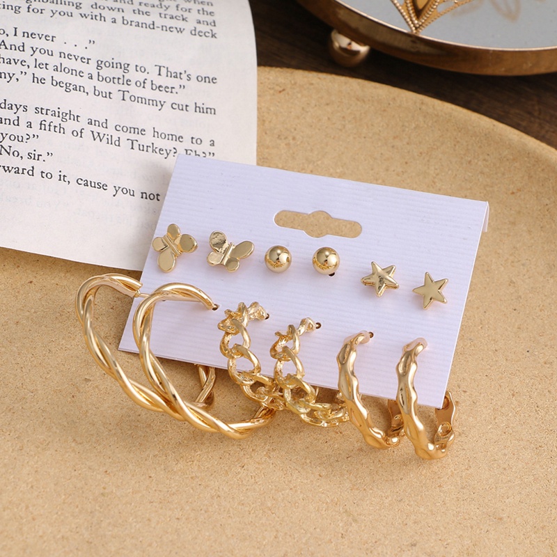 Bộ Khuyên Tai Vòng Đính Ngọc Trai Nhân Tạo Hình Học Thời Trang Cho Nữ