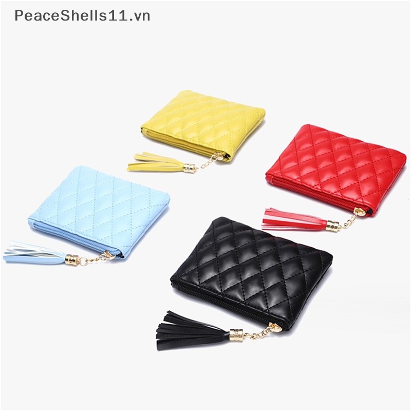 Ví Ngắn Bằng Da PU Có Khóa Kéo Thêu Họa Tiết Phối Tua Rua Thời Trang Cho Nữ
