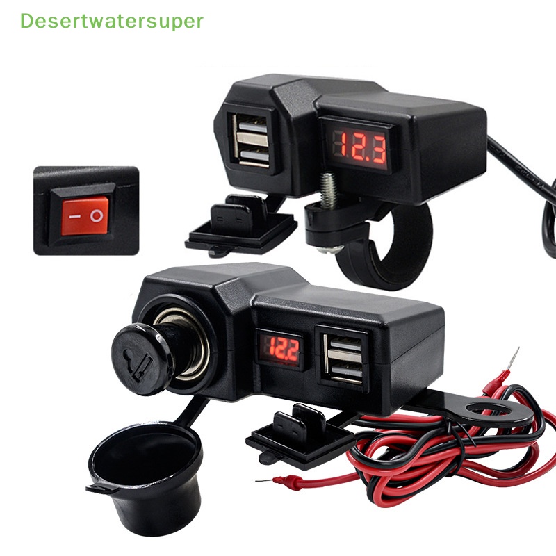 Ổ Cắm Sạc Điện Thoại Hai Cổng USB Cho Xe Mô Tô