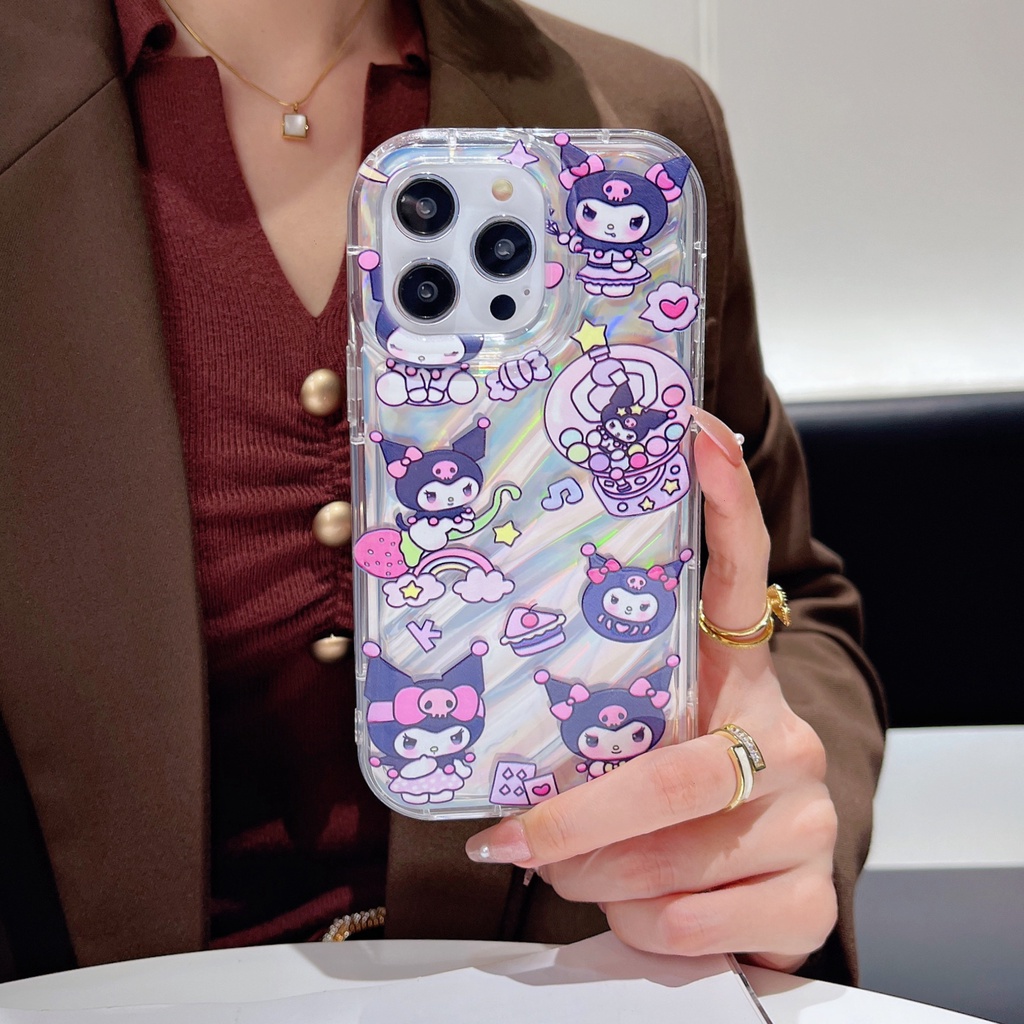 Ốp Điện Thoại TPU Dẻo Trong Suốt Họa Tiết Hoạt Hình Mèo Kuromi Dễ Thương Chống Sốc Cho iPhone 12 13 14 Pro Max