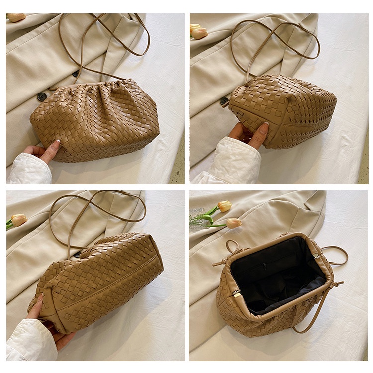 Túi Đeo Chéo Vai Hình Đám Mây Đan Màu Trơn Thời Trang 2023 Dành Cho Nữ