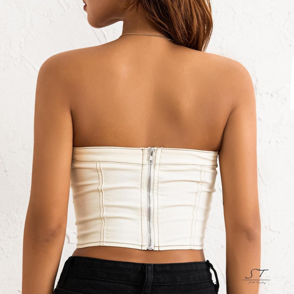 Áo Croptop Không Tay Màu Sắc Trơn Phong Cách Đường Phố CY03