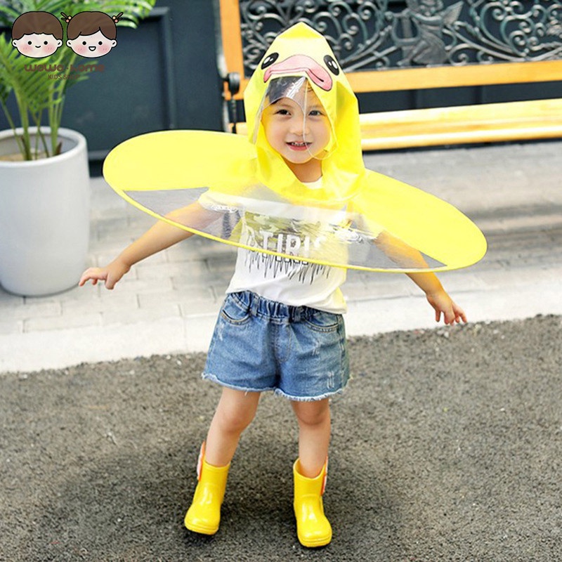 Áo Mưa Họa Tiết Vịt Vàng Hoạt Hình Dễ Thương Cho Bé