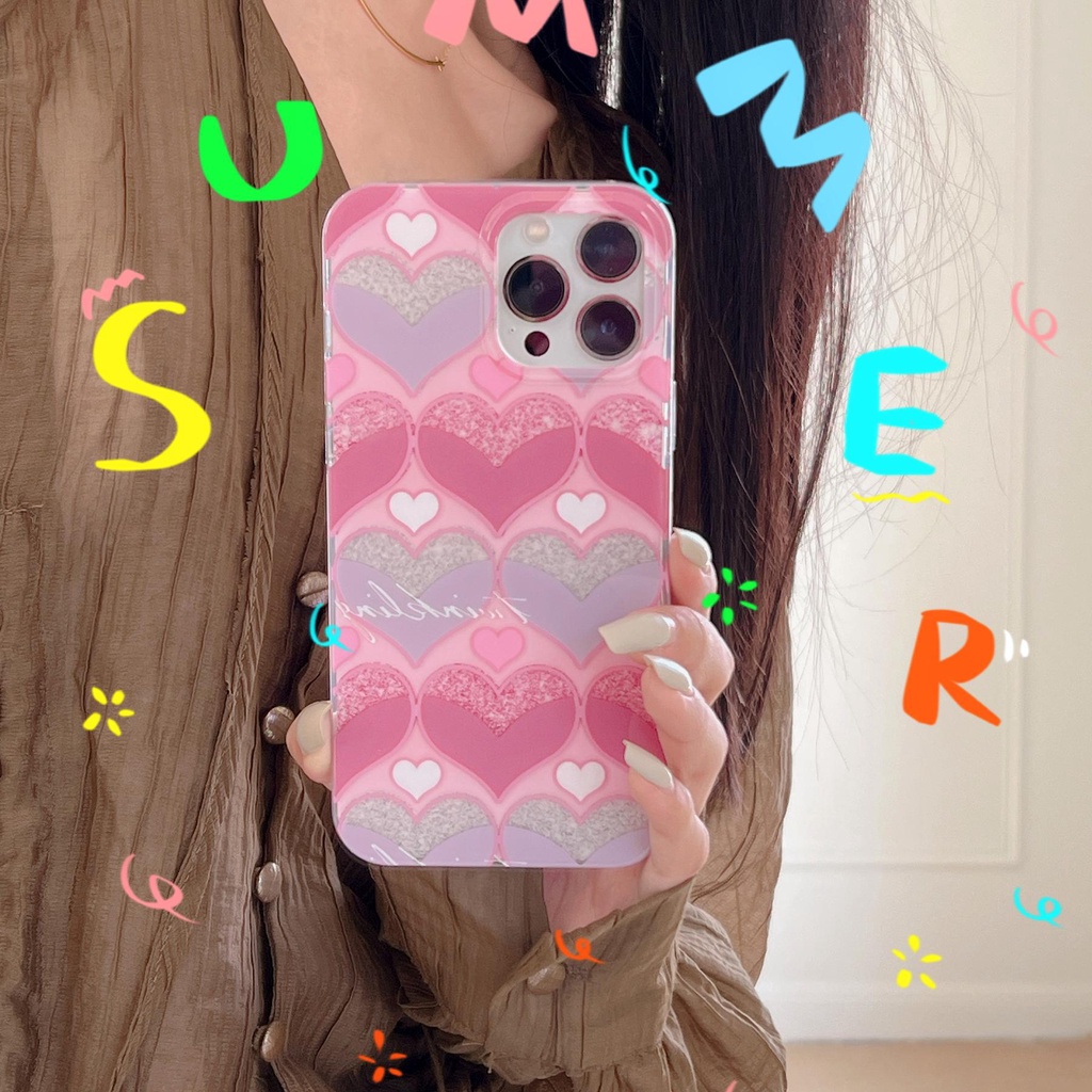 Ốp Điện Thoại TPU Mềm Trong Suốt Chống Sốc Phối Kim Tuyến Hình Trái Tim Cho iPhone 14 13 12 11 Pro Max
