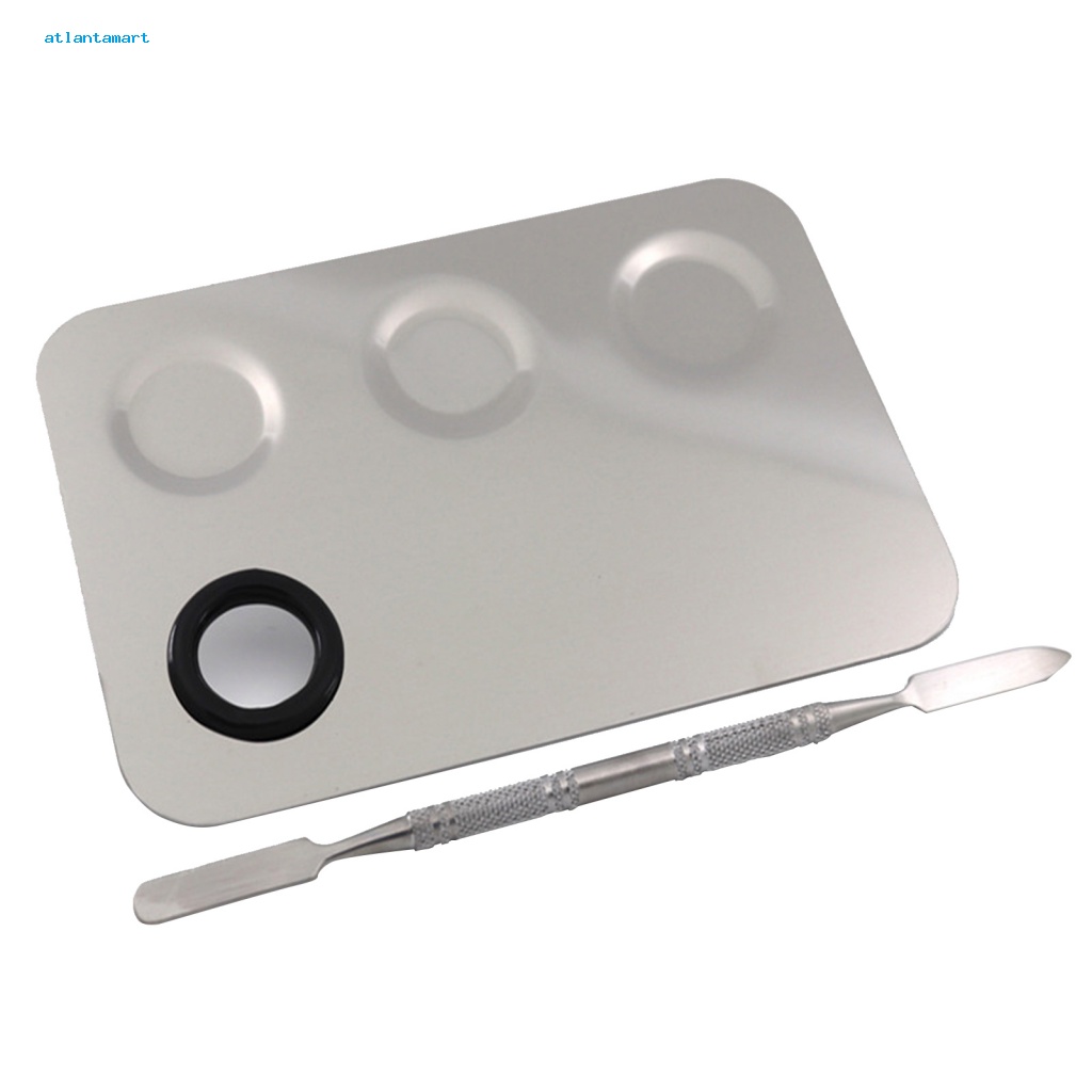 Túi Đựng Đồ Dùng Cao Cấp Tiện Dụng| Bảng Trộn Màu Trang Trí Móng Tay Nghệ Thuật 3 Đầu Bằng Thép Không Gỉ Kèm Thìa