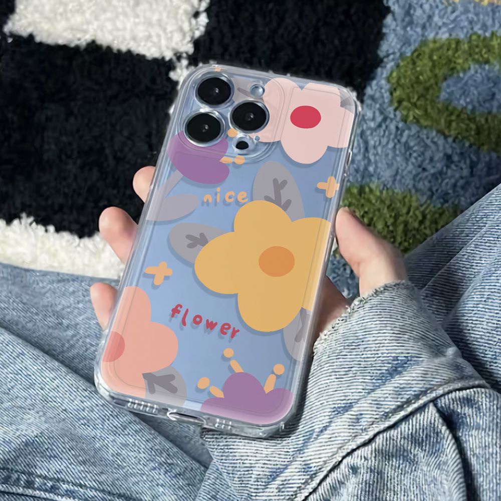 ✅Ốp Điện Thoại Mềm Chống Sốc Họa Tiết Hoa Vàng Đơn Giản Cho Iphone 12Plus 13 78 6In 14pro11 HP14