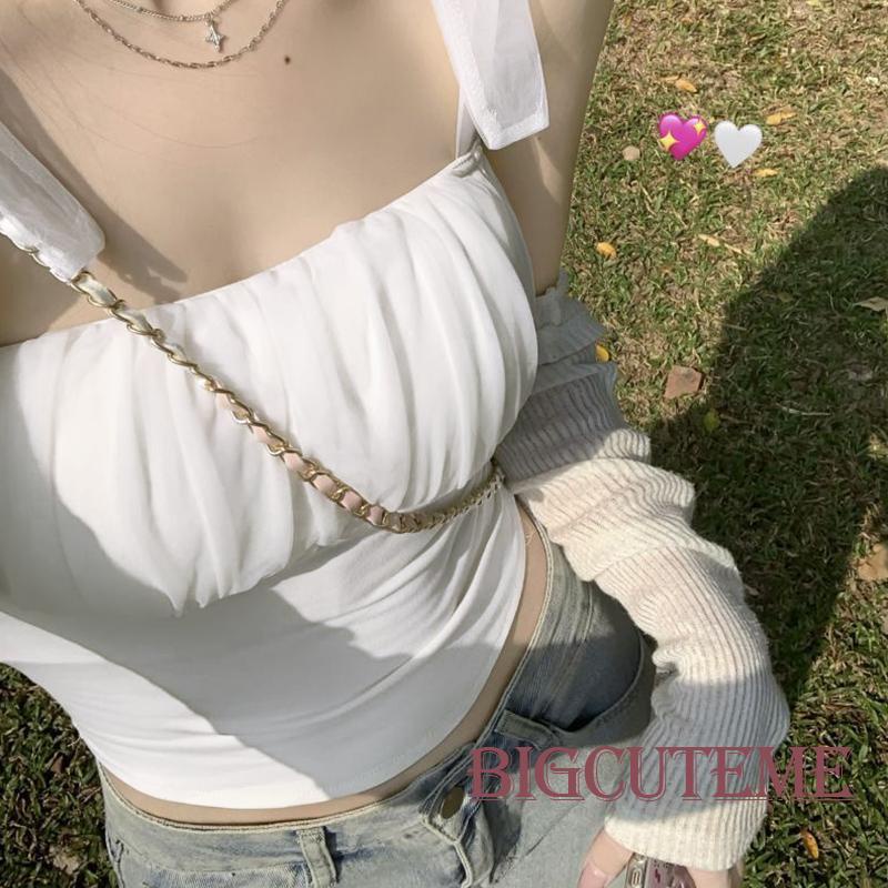 [] - Áo Hai Dây Vải Tuyn Mỏng Vừa Vặn Mùa Hè Cho Nữ Đi Tiệc Câu Lạc Bộ