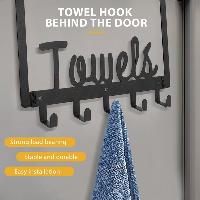 Giá Treo Cửa 5 Móc Màu Đen Tiện Dụng Cho Phòng Tắm