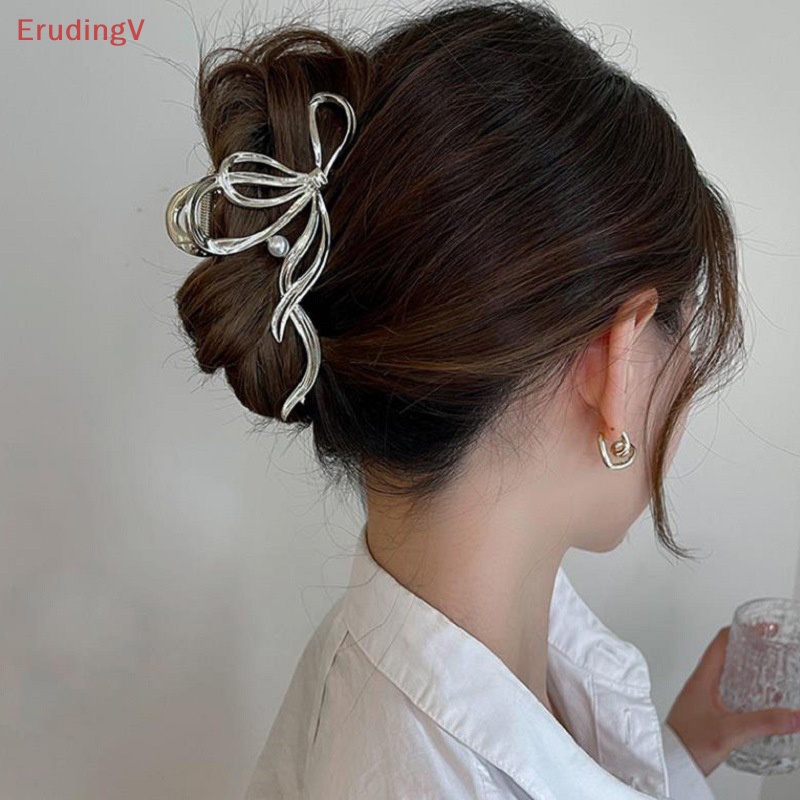 Kẹp Tóc Càng Cua Màu Vàng / Bạc Phối Dây Ruy Băng Thời Trang Cho Nữ