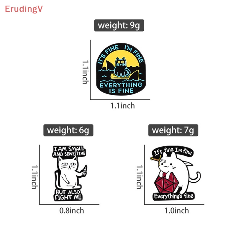 [ErudingV] Trâm Cài Áo Hình Mèo / Cá Mập Tráng Men Tùy Chỉnh Vui Nhộn Cho Bạn Bè [Mới]