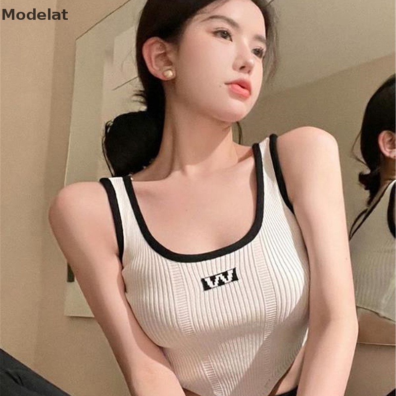 Mfc Áo Dệt Kim Sát Nách Màu Sắc Tương Phản Thời Trang Mùa Hè Quyến Rũ Cho Nữ