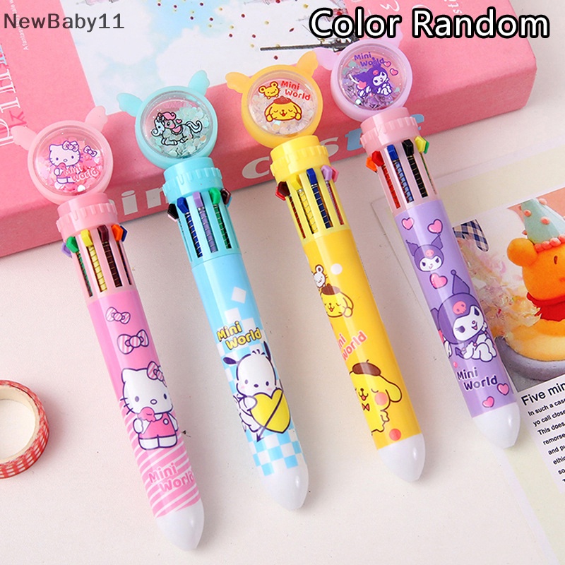 Bút Bi Dạng Nhấn 10 Màu Đa Năng Họa Tiết Hoạt Hình Dễ Thương