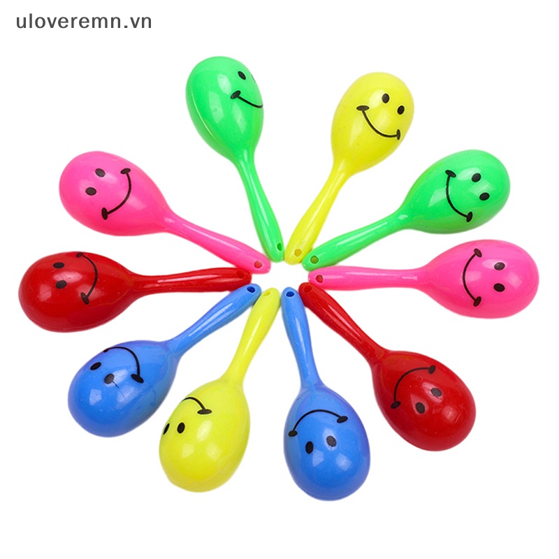 Uloveremn Bộ 5 Bóng Lục Lạc Đồ Chơi Cát Màu Mặt Cười Hoạt Hình Vui Nhộn Cho Bé