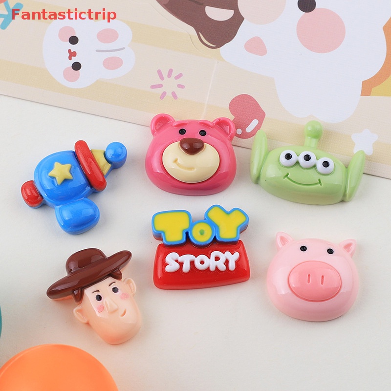 [Fantastictrip] Set 10 Kẹp Tóc Resin Hình Động Vật Hoạt Hình Dễ Thương Keo Dán Trang Sức / Điện Thoại DIY