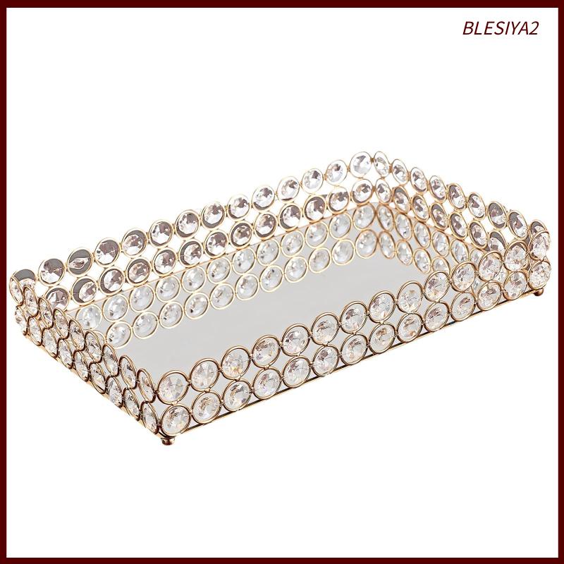 [Bresiya2] Khay Đựng Nước Hoa Pha Lê 3 Kích Cỡ Có Gương Trang Trí Nhà Cửa