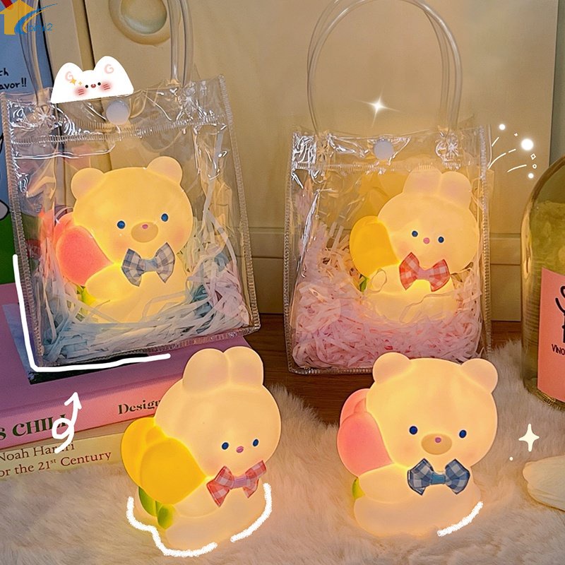 Đèn Ngủ Để Bàn Hình Thỏ Hoạt Hình 3D Dễ Thương