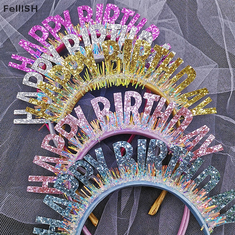 Băng Đô Đính Kim Sa Màu Hồng / Bạc / Xanh Dương Lấp Lánh Trang Trí Tiệc Sinh Nhật Cho Bé Gái 439br