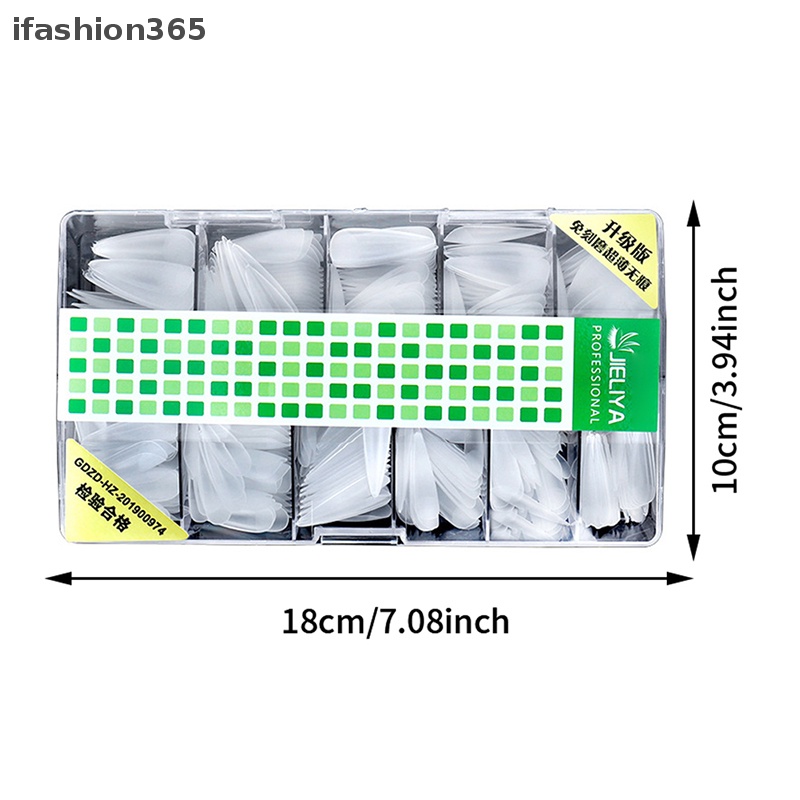 Hộp 500 Móng Tay Giả Trong Suốt Che Phủ Toàn Diện Dùng Cho Salon / Nhà Ở