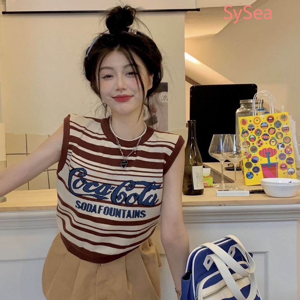 Áo Hai Dây Kẻ Sọc Phong Cách Retro Mỹ Cho Nữ