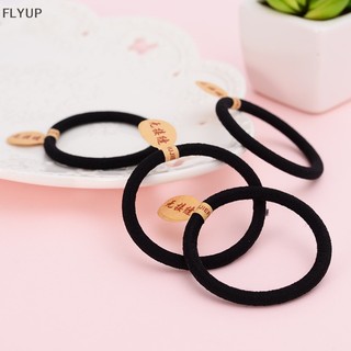 Set 10 dây cao su buộc tóc màu đen co giãn thiết kế đơn giản dành cho người lớn
