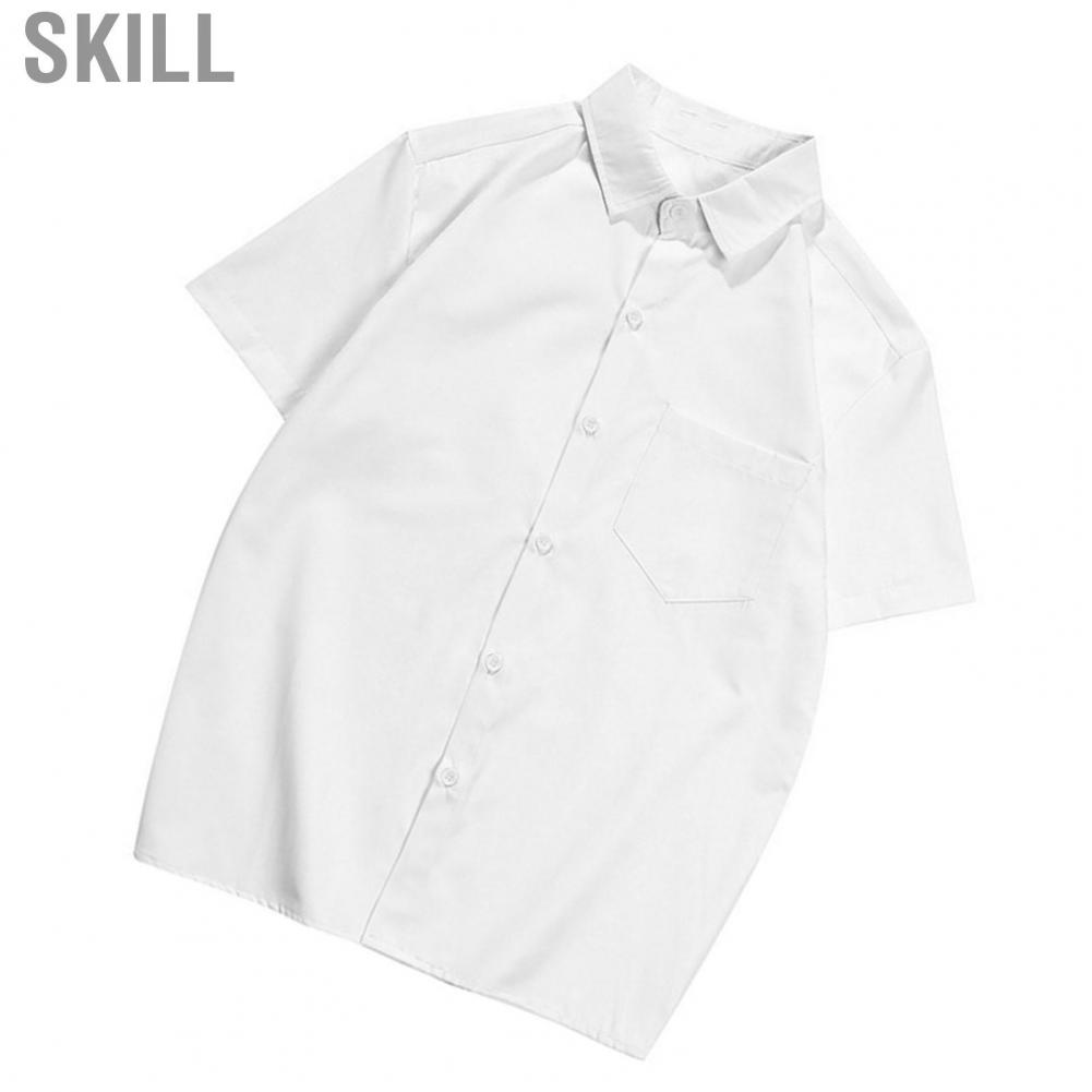 Skill Button Down Shirt  Men Cotton Blend Stylish Short Sleeve Breathable Comfortable for Party