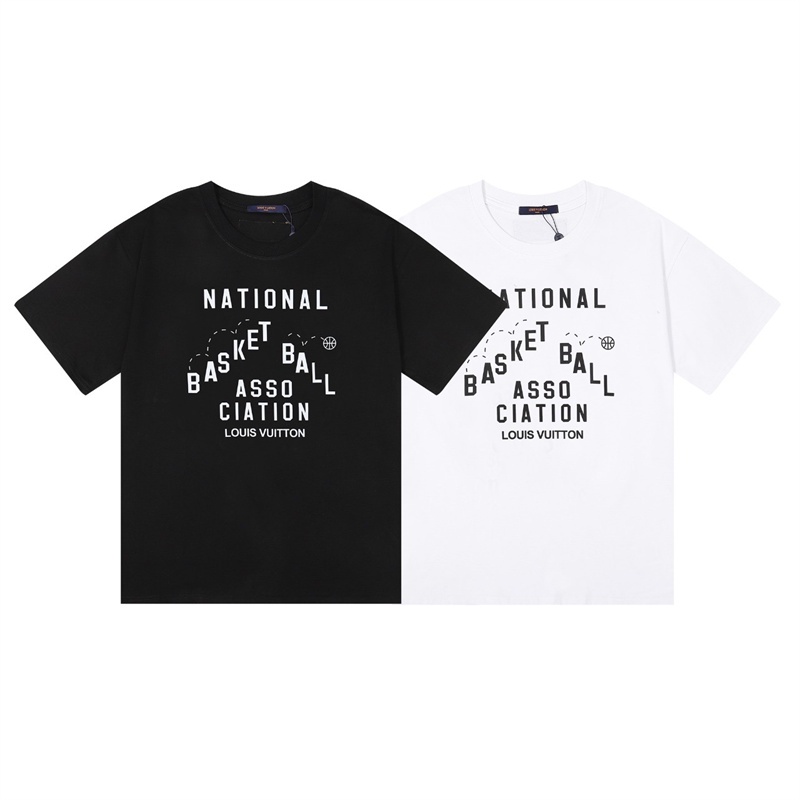 L &amp; V Áo Thun Bóng Rổ Tay Ngắn In Logo Thỏ Phun Kỹ Thuật Số Phiên Bản Giới Hạn 88 Mới Cho Nam Và Nữ