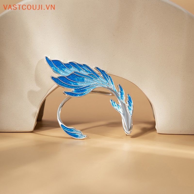 Khuyên Kẹp Vành Tai Màu Gradient Hình Đuôi Cá Vàng / Xanh Dương Thời Trang Cho Nữ VN