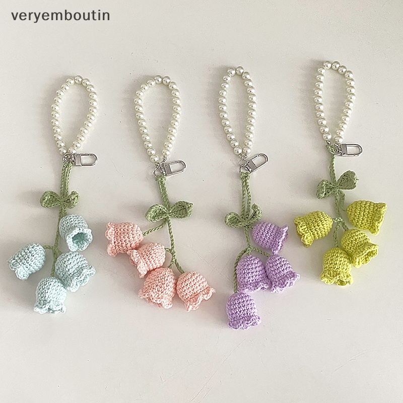 1 Móc Khóa Đan Len Hình Hoa Lá Xinh Xắn