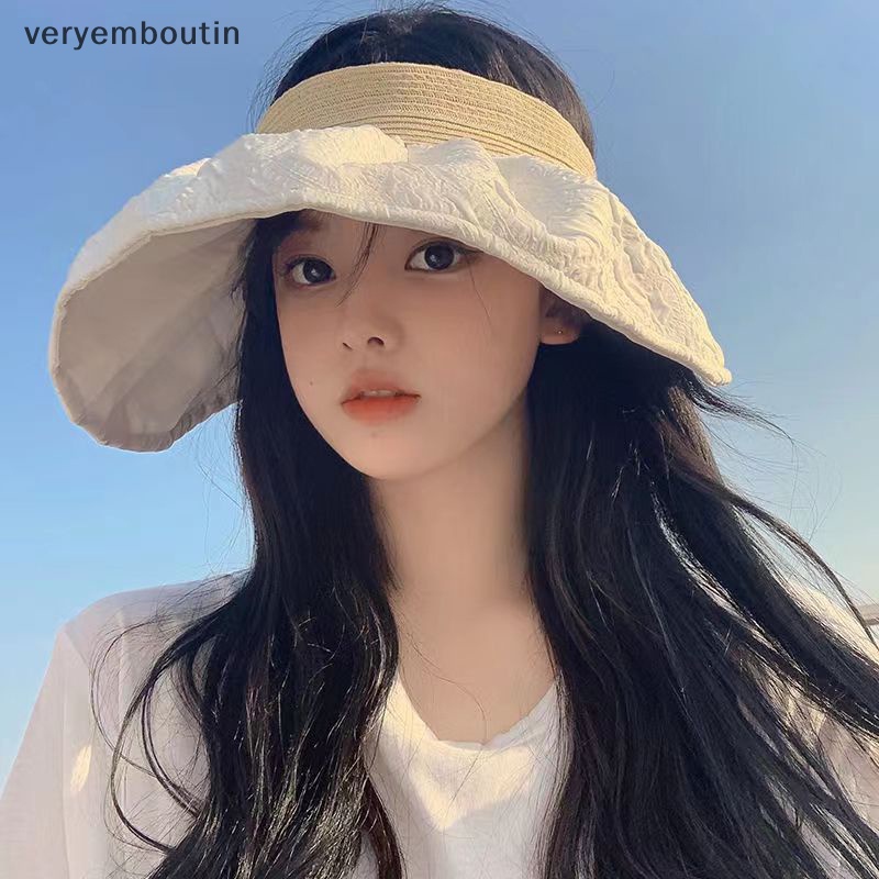 Nón Tai Bèo Vành Rộng Hở Chóp Chống Tia Cực Tím Tùy Chỉnh Phong Cách Hàn Quốc Dễ Phối Đồ Thời Trang