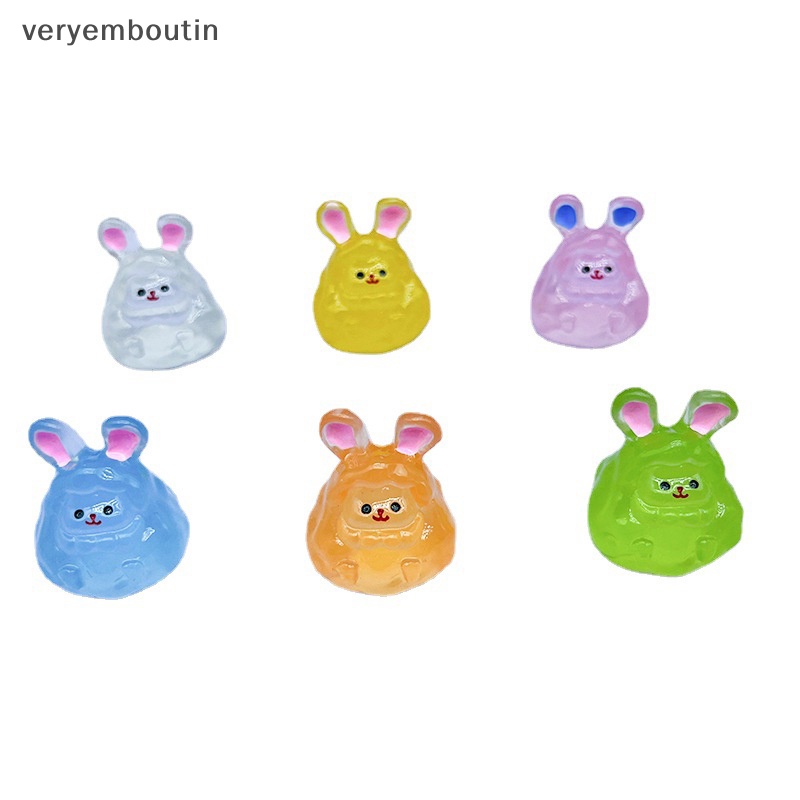 Tượng Thỏ Hoạt Hình Ba Chiều Bằng Nhựa Resin Màu Dạ Quang Để Bàn Trang Trí Nội Thất / Xe Hơi