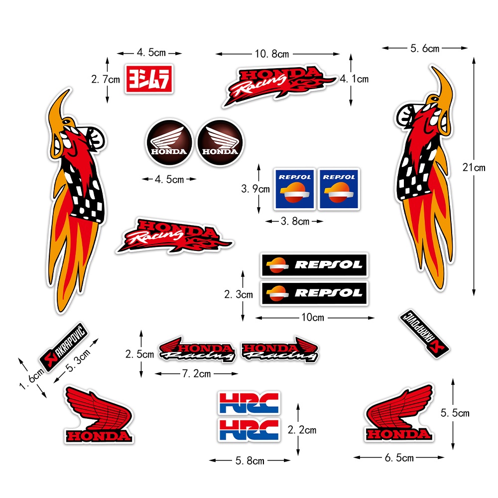Miếng Dán Phản Quang In Logo Trang Trí Bình Xăng Xe Mô Tô HONDA REPSOL HRC CBR 250R 300R 1000RR