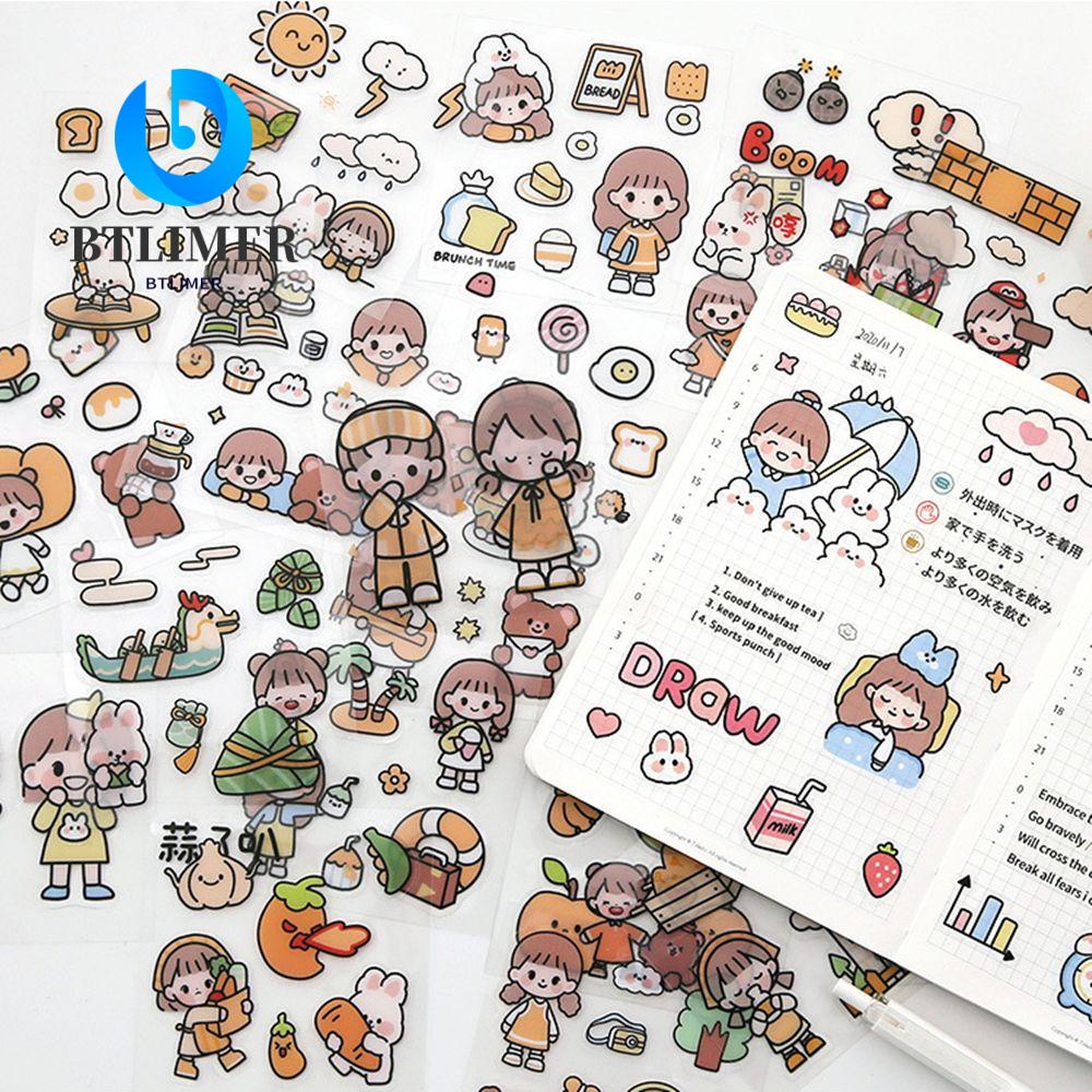 Bộ 20 Sticker PET Hình Thỏ Xinh Xắn Dùng Trong Trang Trí