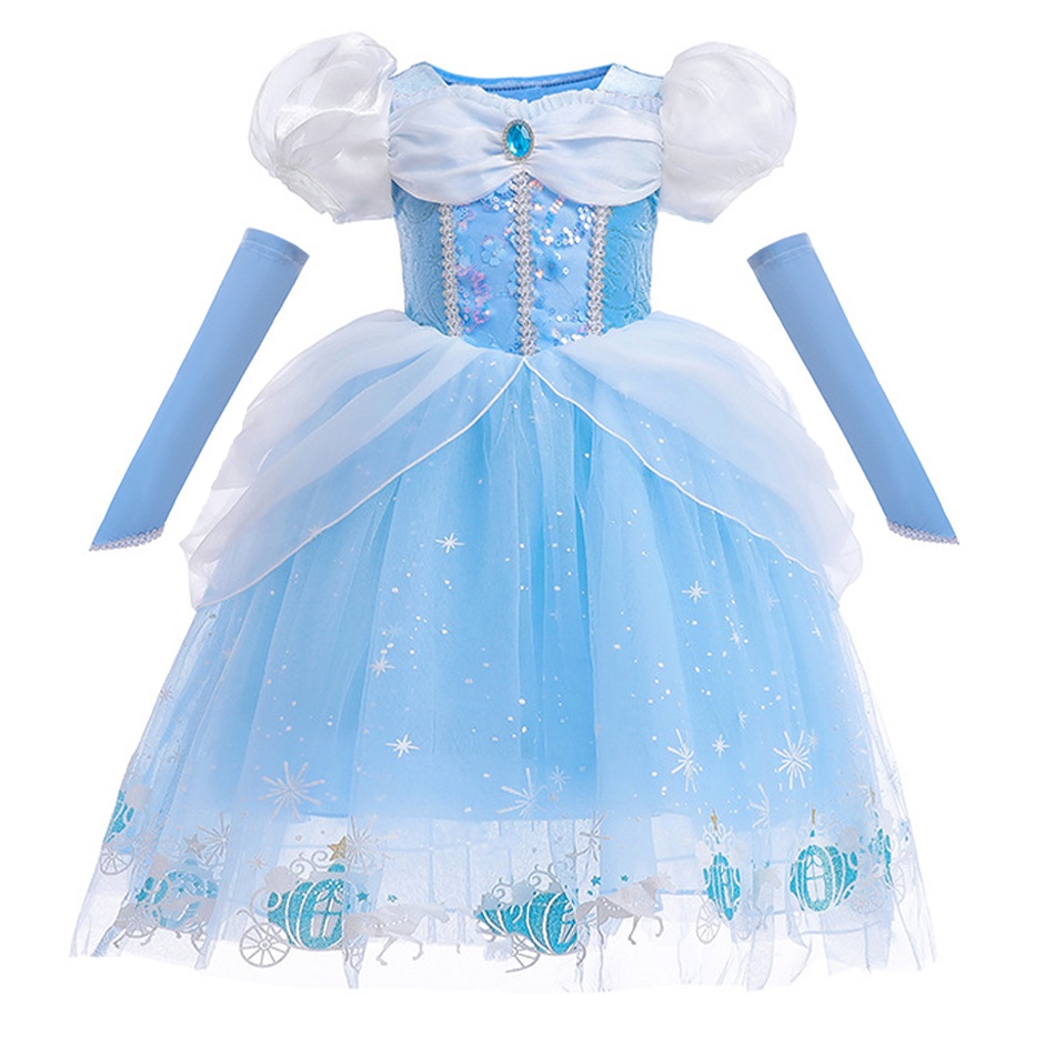 Đầm Hóa Trang Công Chúa Lọ Lem LXAA Q80 Kèm Găng Tay Dành Cho Bé Gái