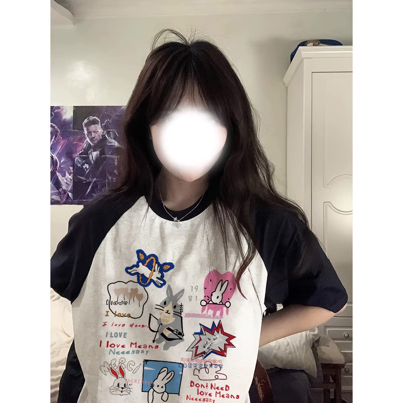 NRVP Áo Thun 100% Cotton Tay NgắN In Hoạ TiếT ĐộC ĐáO Phong CáCh HàN QuốC 2023