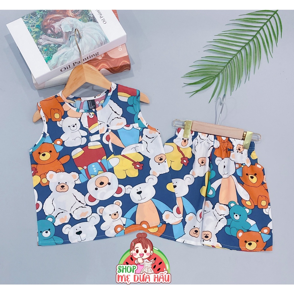 Bộ tole lanh bé trai Quỳnh Anh mặc nhà sát nách size 10-45kg shop mẹ dưa hấu