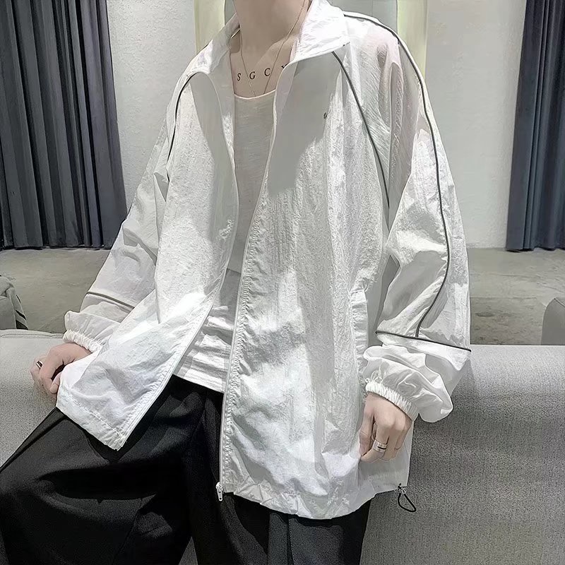 Áo Khoác Sơ Mi Dáng Rộng Mỏng Màu Trơn Đơn Giản Chống Tia UV Phong Cách Hàn Quốc Thời Trang Mùa Hè Mới Cho Nam