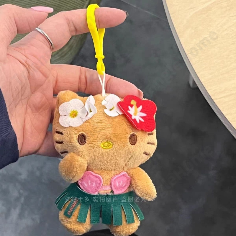 Móc Chìa Khóa Bằng Da Màu Đen Hình Mèo Hello Kitty Phong Cách Nhật Bản