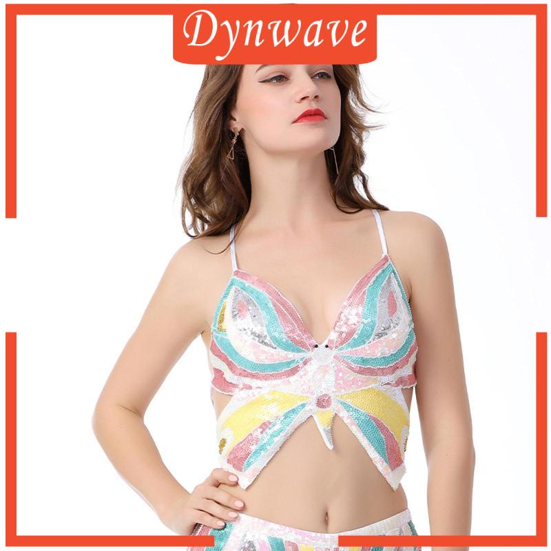 [Dynwave] Áo Ngực Croptop Đính Kim Sa Hình Bướm Cho Vũ Công Bộ Lạc