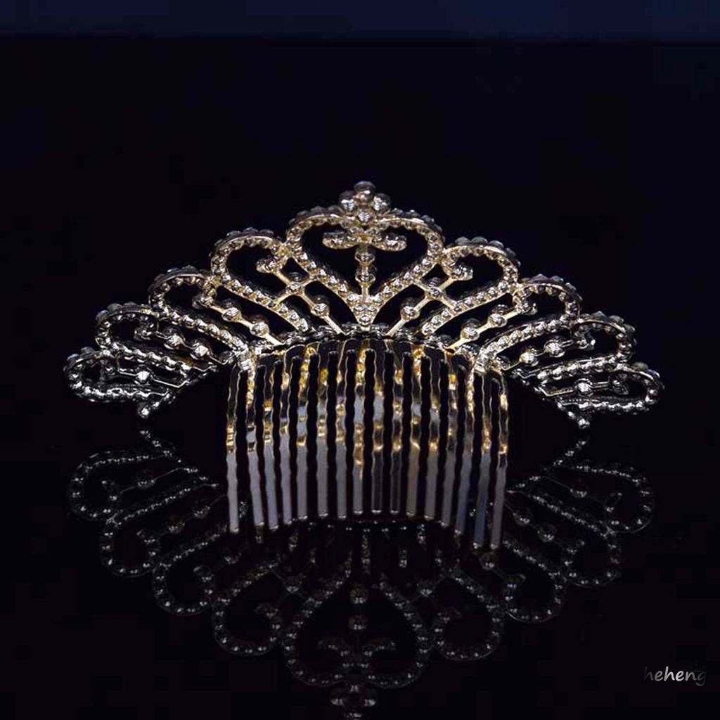 Lược Cài Tóc Hình Vương Miện Đính Đá Lấp Lánh Sang Trọng
