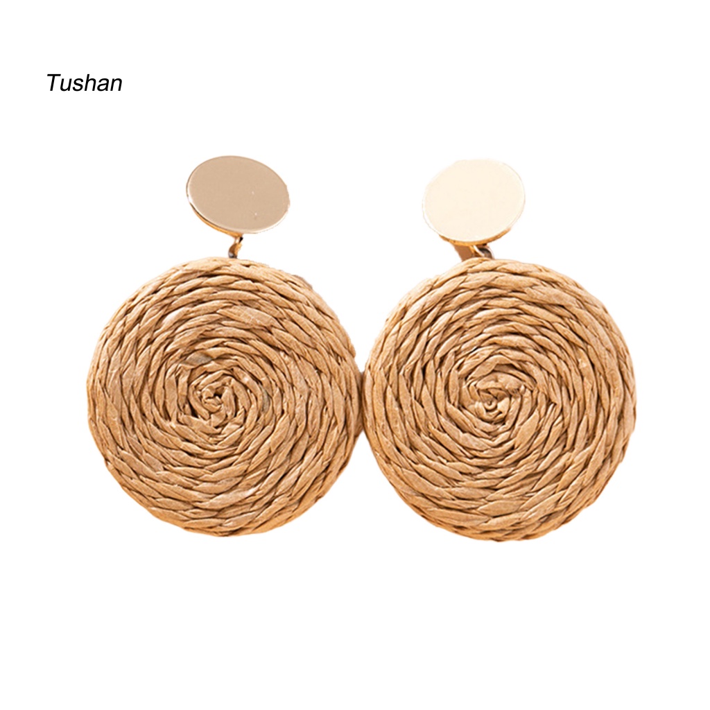 1 Đôi Bông Tai Hình Tròn Màu Sắc Tương Phản Nhẹ Nhàng Dành Cho Nữ