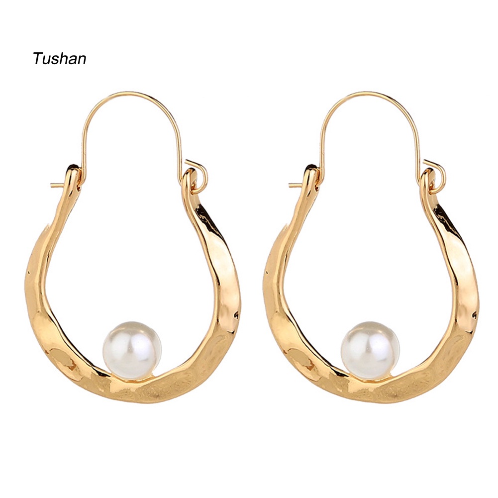 Bông Tai Chữ U Đính Ngọc Trai Giả Bằng Hợp Kim Thời Trang Dành Cho Nữ