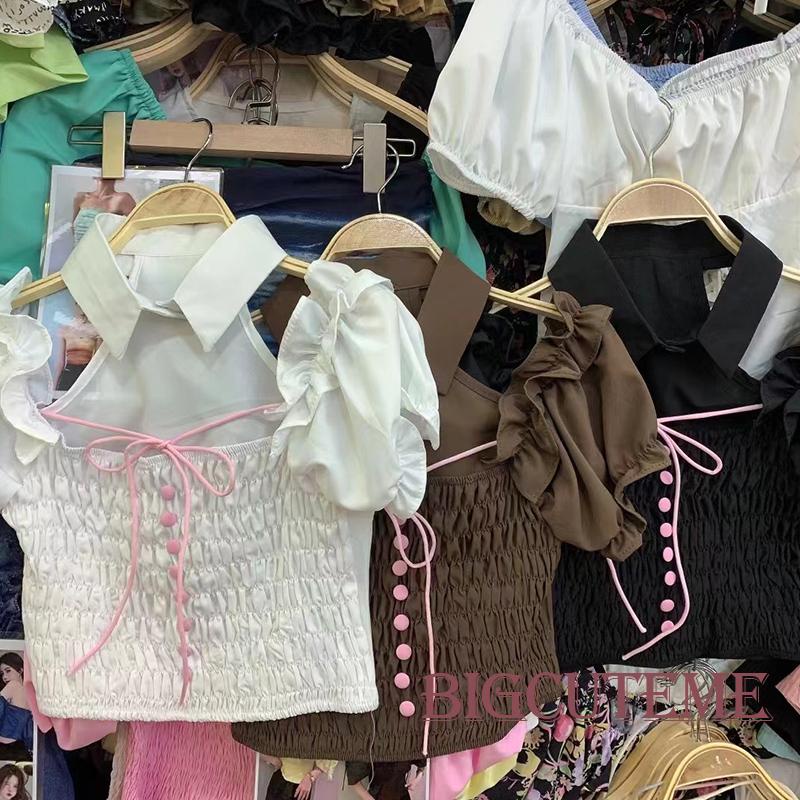 Áo Croptop Trễ Vai Tay Ngắn Thời Trang Mùa Hè Xinh Xắn Cho Nữ