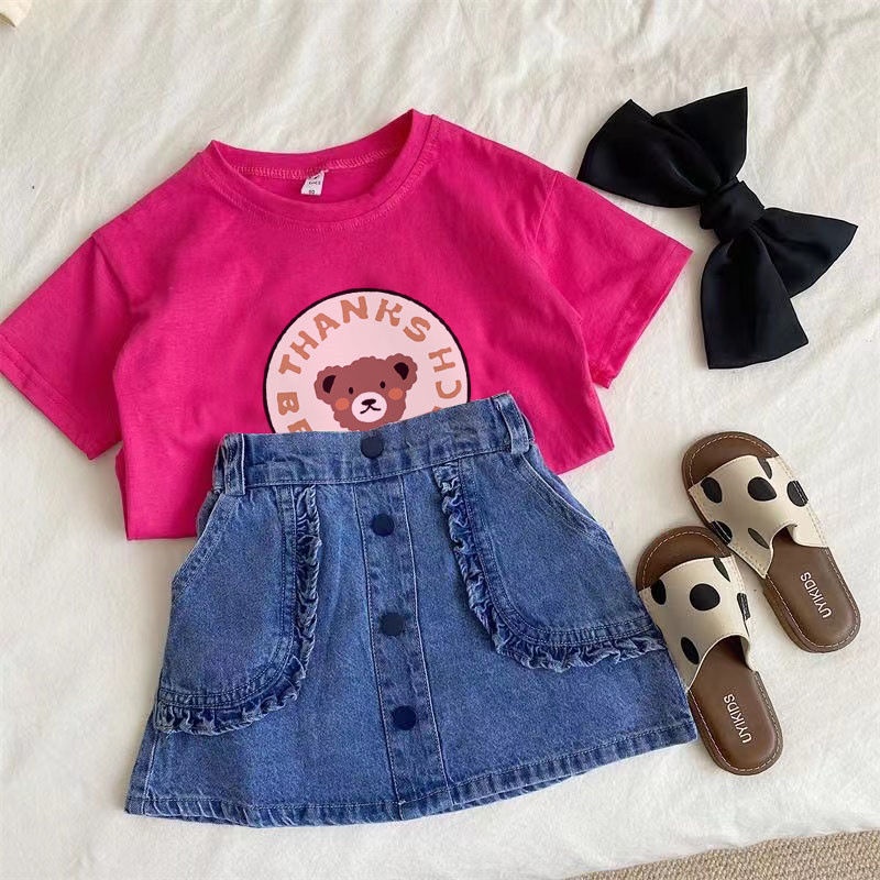 Áo Thun Tay Ngắn In Họa Tiết Hoạt Hình Phong Cách Hàn Quốc Thời Trang Xuân Hè 2023 Cho Bé Gái