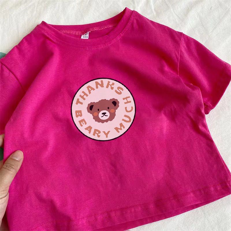 Áo Thun Tay Ngắn In Họa Tiết Hoạt Hình Phong Cách Hàn Quốc Thời Trang Xuân Hè 2023 Cho Bé Gái
