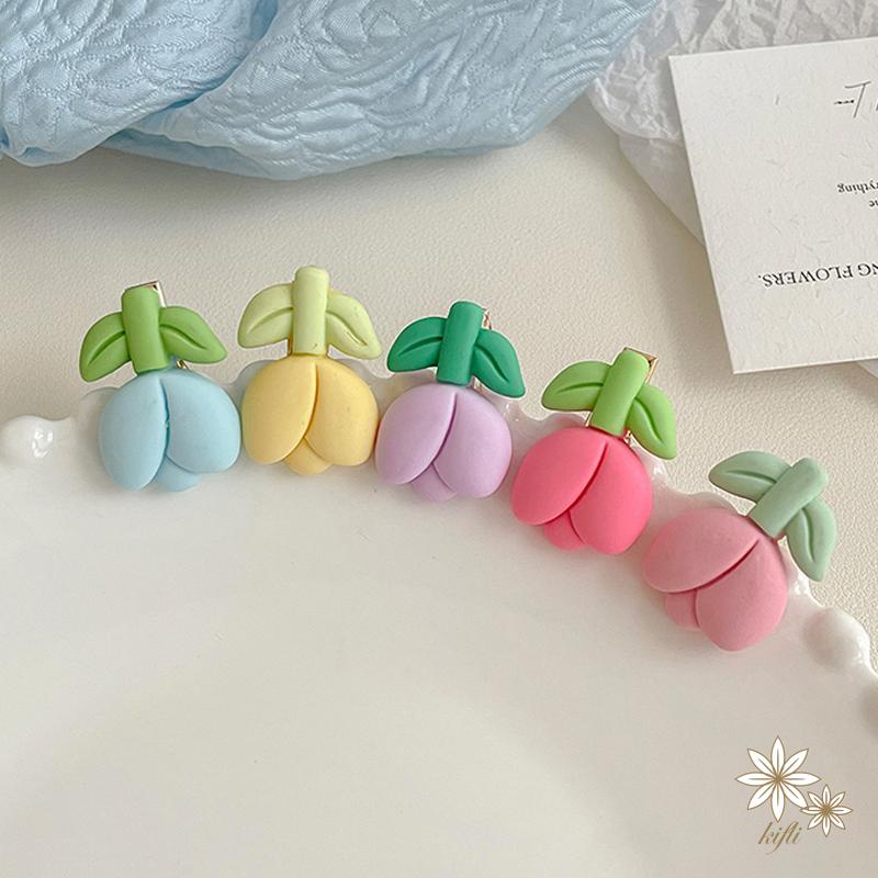 Kẹp tóc mái hoa tulip màu sắc pastel nhẹ nhàng dễ thương