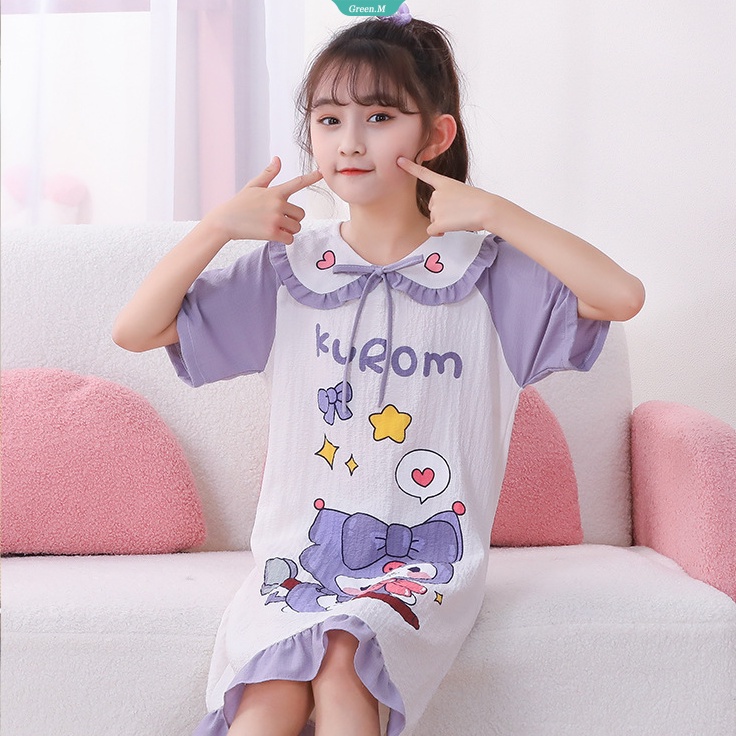 Pink Lotso Cinnamoroll Váy Ngủ Tay Ngắn Thoải Mái Mùa Hè Mát Mẻ Cho Bé Gái