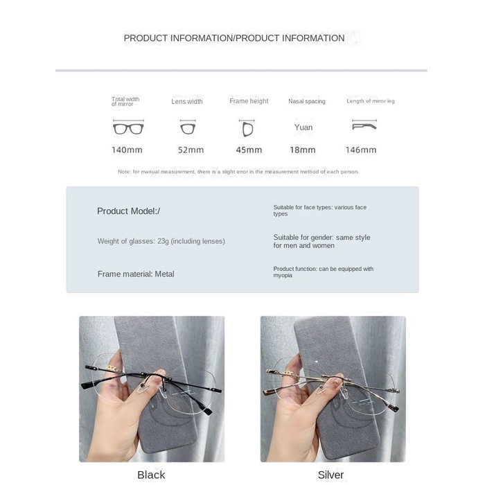 Mắt Kính Phẳng Không Vành Siêu Nhẹ Chống Ánh Sáng Xanh Dương Hàng Mới Dành Cho Học Sinh Nam Và Nữ